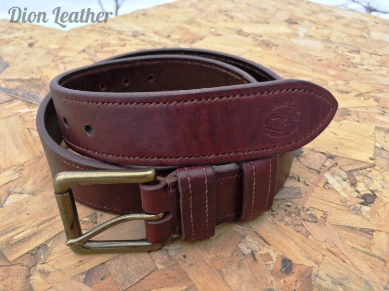 Buffalo leather belt with roller buckle.JPG